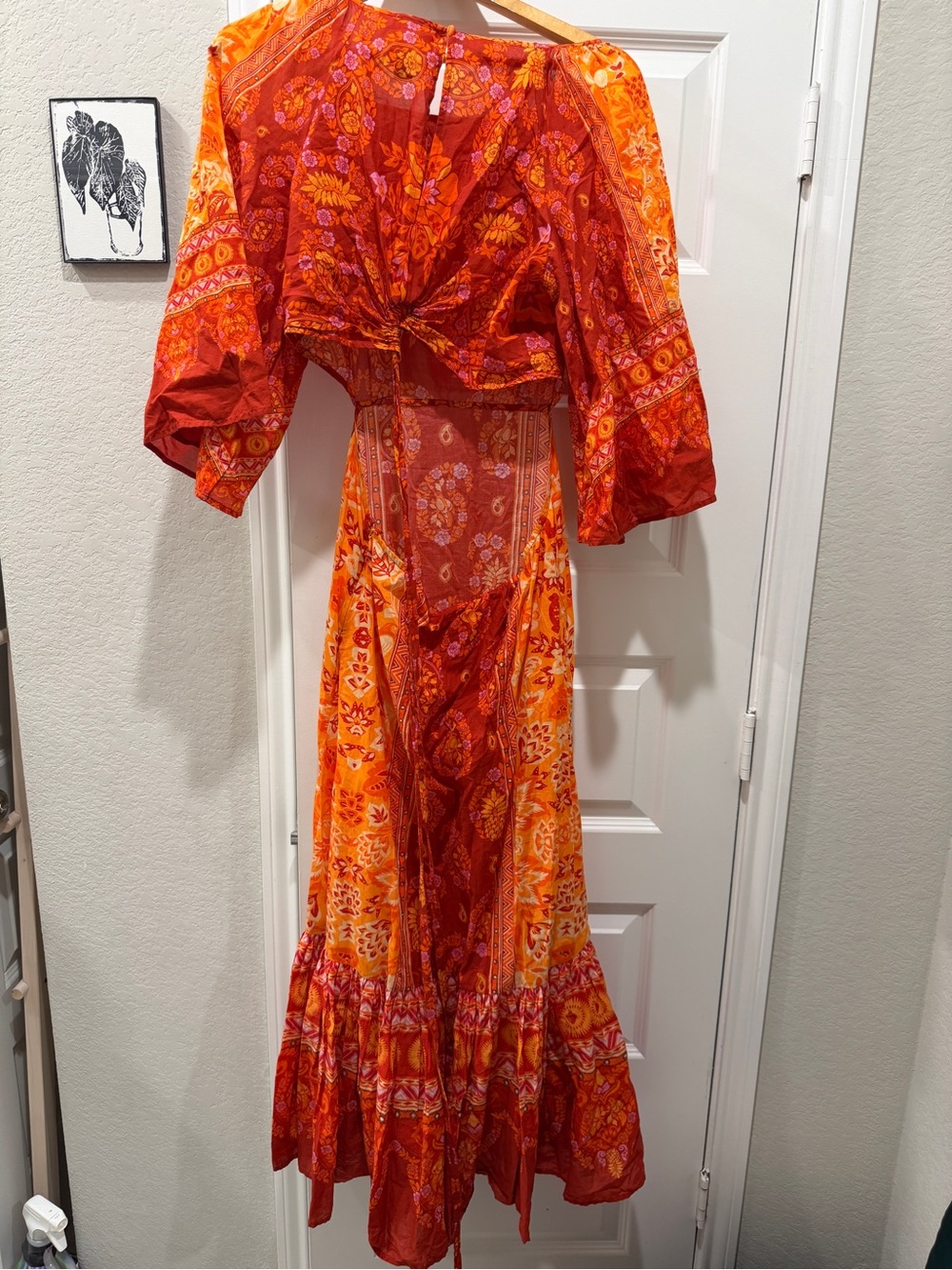 FARM Rio Red-Orange Paisley Floral Maxi Dress